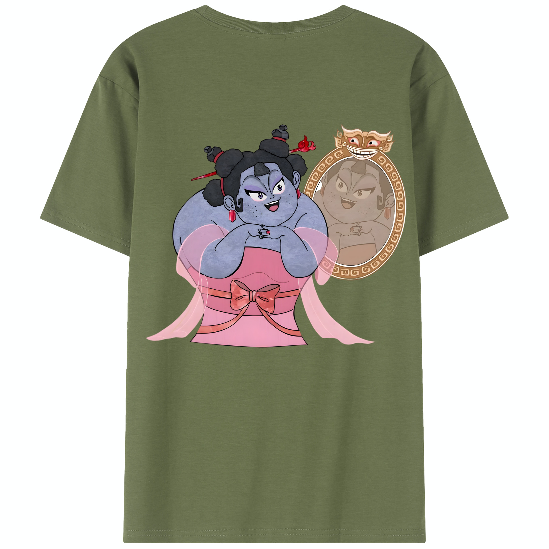 （画像用） Ne Zha 2 ナタ 魔童の大暴れ 綿100％半袖Tシャツ（背面プリント）